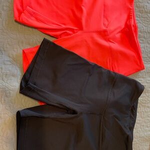 Coral and Black Athletic Shorts